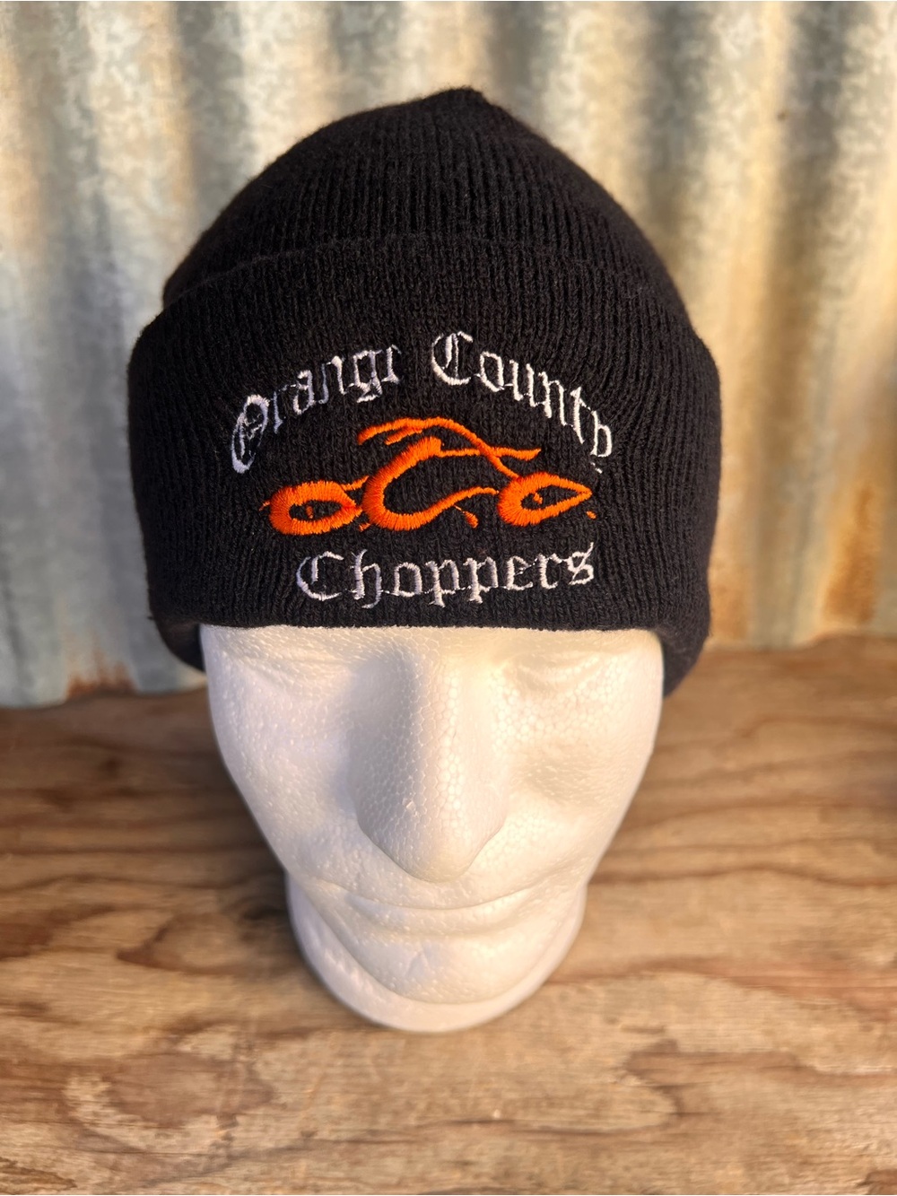Orange County Choppers Black Beanie Hat with Orange Logo